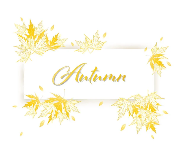 Banner Horizontal Venda Outono Com Moldura Dourada Isolada Folhas Outono —  Vetores de Stock