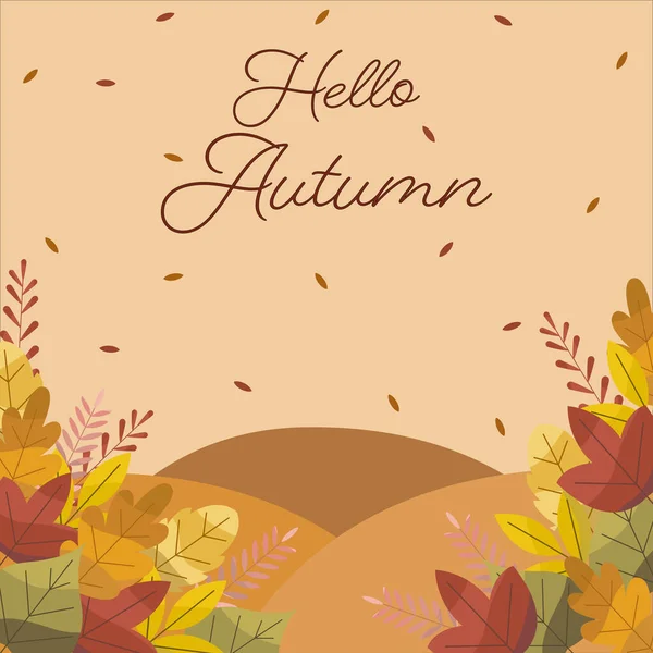 Vektorová Sada Pohlednic Podzimními Prvky Nápisy Happy September Hello Autumn — Stockový vektor