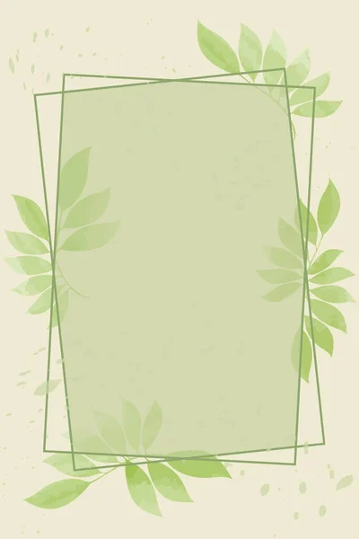 Cadre rectangulaire printemps et été aux feuilles tropicales vert vif. Illustration vectorielle à l'aquarelle. Rectangle line art avec design de feuilles. — Image vectorielle