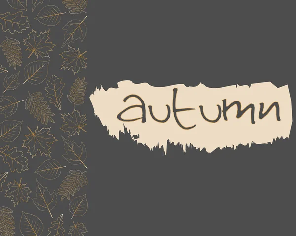 Šedé podzimní pozadí se zlatými lesklými listy s unikátním vektorovým luxusním designem. — Stockový vektor