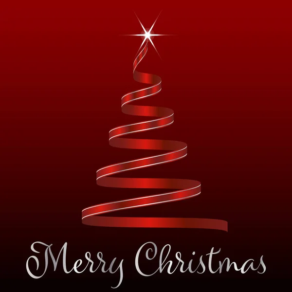 Cinta estilizada Árbol de Navidad con fondo rojo.Diseño navideño Ilustración vectorial. Feliz Navidad. Eps 10. — Vector de stock