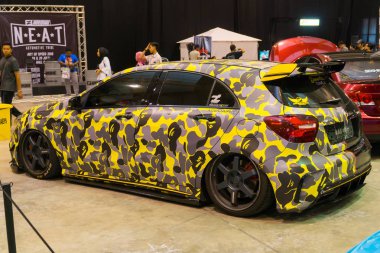 Kuala Lumpur, Malezya - 28 Temmuz 2018: Mercedes Benz A45 Amg Festivali sanat hız Kuala Lumpur, Malezya