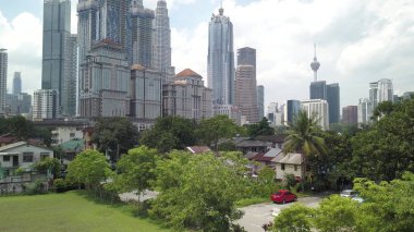 Kuala Lumpur, Malezya - 22 Eylül 2018: Kuala Lumpur cityscape Klcc, Trx ve Kl Tower da dahil olmak üzere, hava fotoğrafı