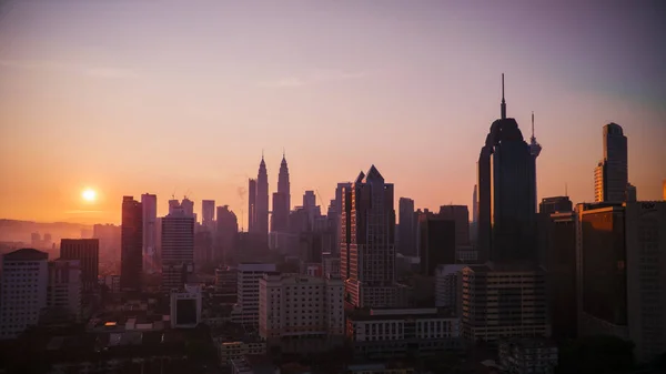 Kuala Lumpur Malajsie Září 2018 Barevné Dramatická Obloha Během Zlatých — Stock fotografie