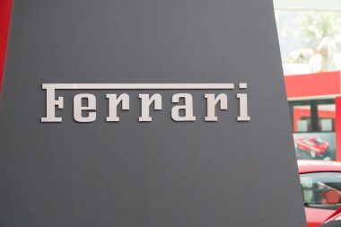 KUALA LUMPUR, MALAYSIA - SEPTEMBER 29, 2018: Ferrari logo on display at roadshow in Kuala Lumpur, Malaysia