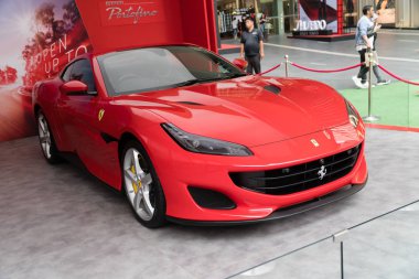 KUALA LUMPUR, MALAYSIA - SEPTEMBER 29, 2018: Ferrari Portofino on display at roadshow in Kuala Lumpur, Malaysia