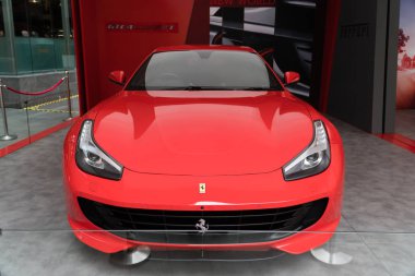 KUALA LUMPUR, MALAYSIA - SEPTEMBER 29, 2018: Ferrari GTC4lusso on display at roadshow in Kuala Lumpur, Malaysia