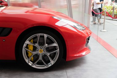 KUALA LUMPUR, MALAYSIA - SEPTEMBER 29, 2018: Ferrari GTC4lusso on display at roadshow in Kuala Lumpur, Malaysia