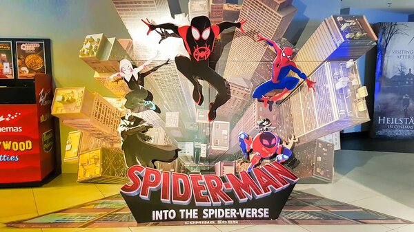 KUALA LUMPUR, MALAYSIA - NOVEMBER 26, 2018: Spider-Man: Into the Spider-Verse movie poster. This movie storyline is about Miles Morales becomes the spider-man and crosses path with his counterparts
