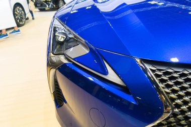 Singapur - 12 Ocak 2019: Far--dan Lexus yeni Lc yapısal mavi baskı Singapur motor Show'da