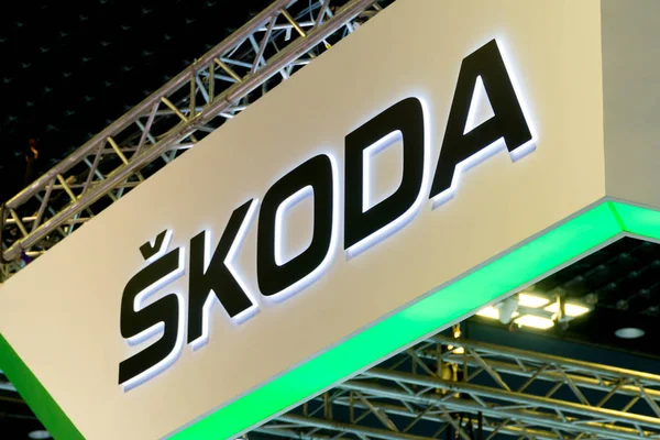 Singapore January 2019 Skoda Logo Singapore Motorshow Skoda Auto Automobile — Stock Photo, Image