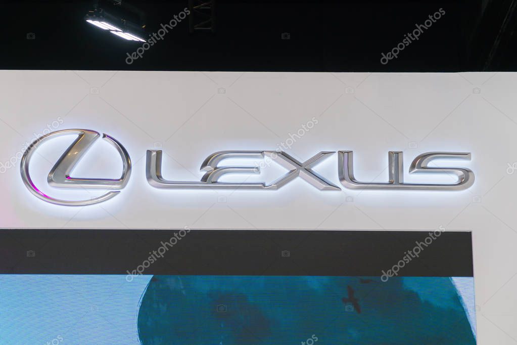 KUALA LUMPUR, MALAYSIA - NOVEMBER 23, 2018: Lexus logo at Kuala Lumpur Motor Show