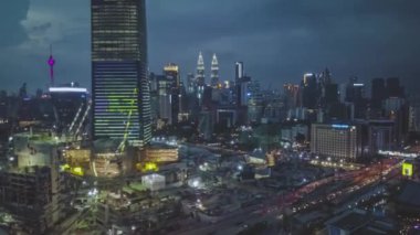 akşam güzel Kuala Lumpur şehir merkezinin hiperlapse görüntüleri