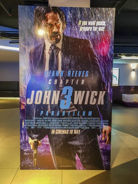 John Wick 3 Parabellum poster film. Film ini adalah tentang legendaris pembunuh bayaran dibintangi Keanu Reeves — Stok Foto