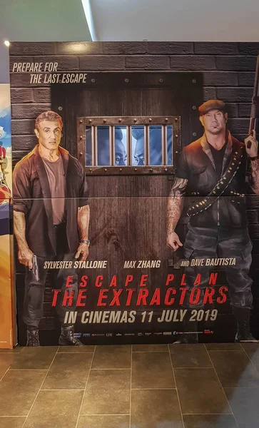 Únikový plán extraktor filmový plakát je americký vězeňský akční thriller, který zahrnuje Sylvester Stallone, Dave Bautista a 50 centů — Stock fotografie