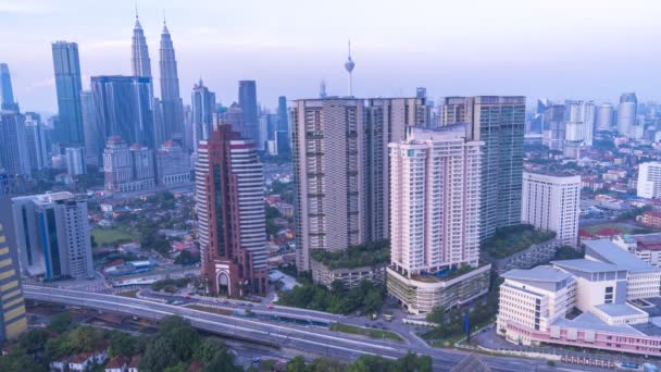 Tijdsverloop Beelden Van Cityscape Van Kuala Lumpur — Stockvideo