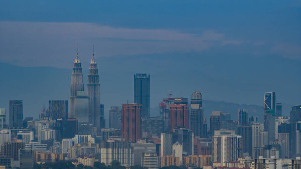 KUALA LUMPUR, MALAYSIA - JUNE 21, 2019: Beautiful cityscape at Kuala Lumpur, Malaysia during sunset
