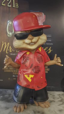 The Chipmunks 'taki Alvin ve The Chipmunks heykeli: The Road Chip film promosyonu