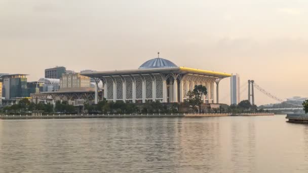 Timelapsbilder Vacker Moské Putrajaya Malaysia — Stockvideo