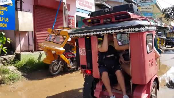 Coron Palawan Philippines Dec 2019 Transporte Local Triciclos Principal Meio — Vídeo de Stock