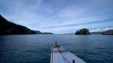Filipinler, Coron 'da tekne gezisi berrak suyla birlikte manzaralı dağ gölü
