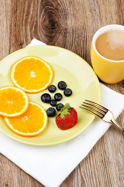 Foto Desayuno Saludable Sobre Fondo Madera Imagen de stock