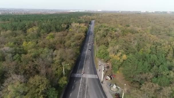 Filming Running Athletes Road Top Half Marathon Zaporizhia — Stock Video