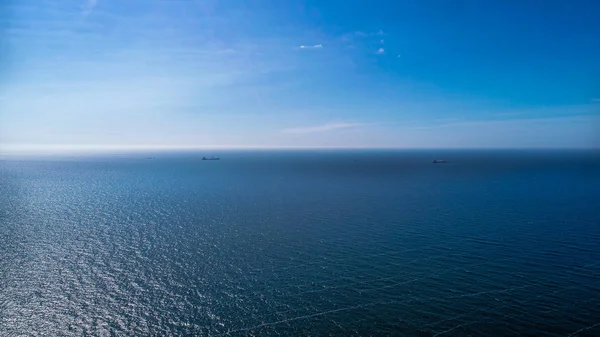 Aerial View Several Cargo Ships Horizon — Stock Photo, Image