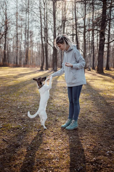 Parkta köpek eğiten kızlar..