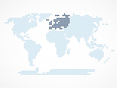 Vurgulanan kıta Avrupa ile Dünya Haritası