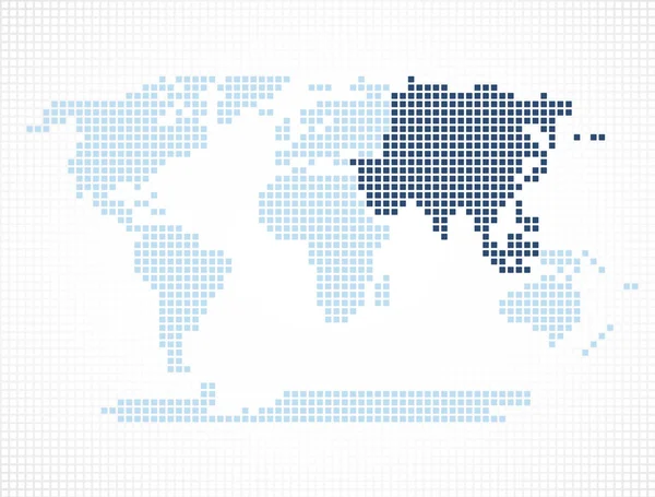 Mappa Del Mondo Con Continente Asiatico Evidenziato — Vettoriale Stock