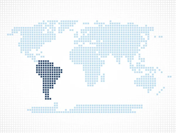 強調表示されている南米大陸と世界地図 — ストックベクタ