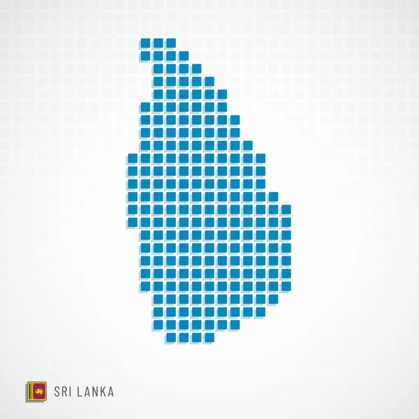 Vektor Ilustrasi Dari Peta Sri Lanka Titik Titik Dasar Bentuk - Stok Vektor