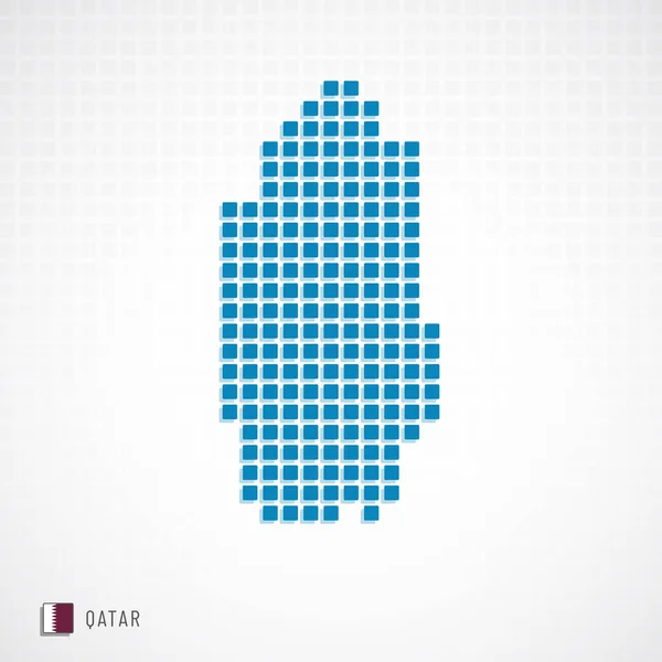 Ilustrasi Vektor Peta Qatar Bertitik Ikon Bentuk Dasar Dan Bendera - Stok Vektor