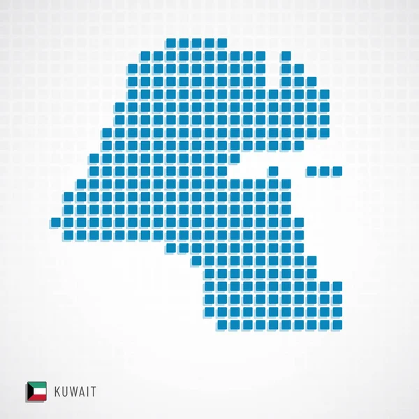 クウェートのベクトル イラスト マップの点線の基本的な形のアイコンとフラグ — ストックベクタ