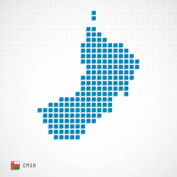 Illustration Vectorielle Carte Oman Pointillés Icônes Forme Base Drapeau — Image vectorielle