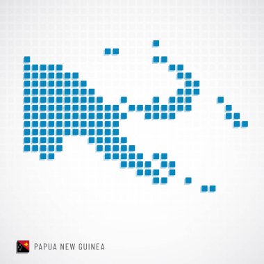 Papua Yeni Gine vektör çizim harita noktalı temel şekil kutsal kişilerin resmi ve bayrak