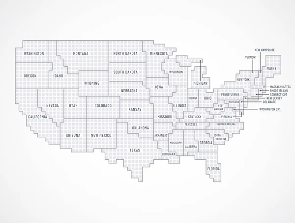 Drapeau Carte Des États Unis Avec Frontières Entre Les États — Image vectorielle