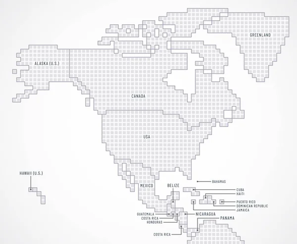 Digital Karta Över Nordamerika Kontinent Med Statsgränser Och Namn — Stock vektor