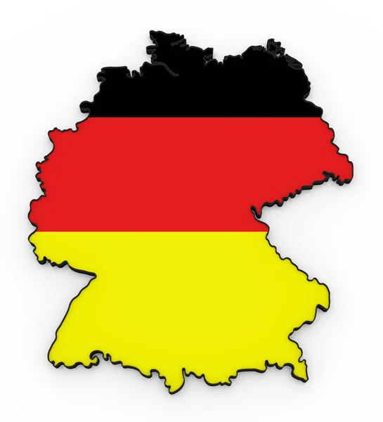 Modell Von Deutschland Gefüllt Mit Nationalflagge Auf Weißem Hintergrund — Stockfoto