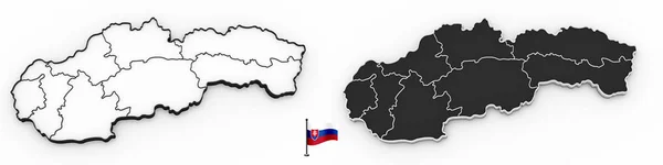 High Detailed White Silhouette Slovakia Map National Flag — Stock Photo, Image