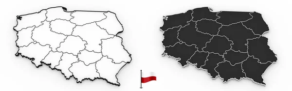 Model Poland National Borders Regions Flag Pole — Stock Photo, Image