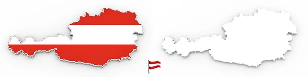 High Detailed White Silhouette Austria Map National Flag — Stock Photo, Image