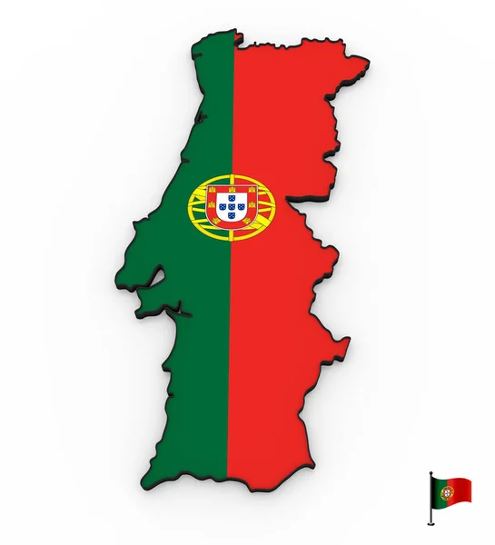 Модель Португалии Национальным Флагом Белом Фоне — стоковое фото