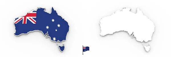 Alta Silueta Blanca Detallada Australia Mapa Bandera Nacional — Foto de Stock