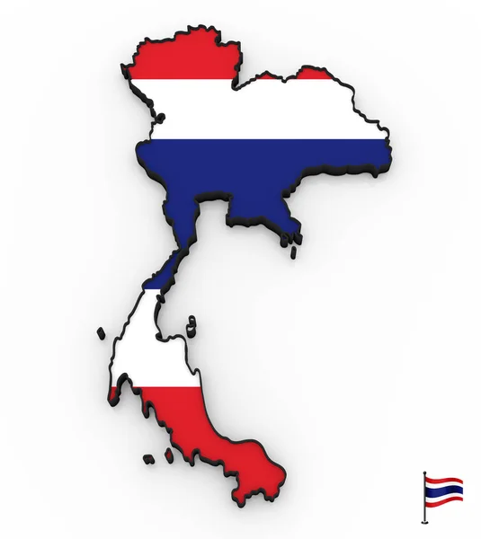 Model Tajlandii Wypełnione Flagi Narodowej Białym Tle — Zdjęcie stockowe