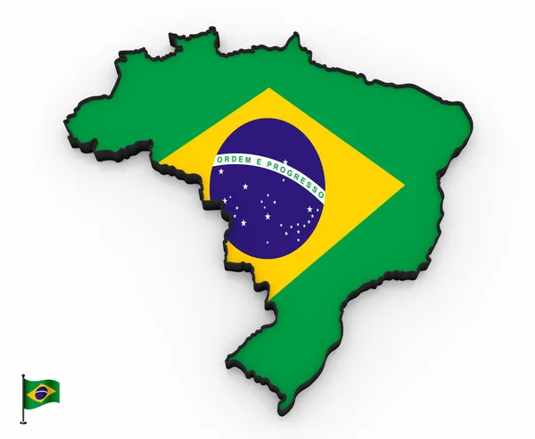 Model Brazil Filled National Flag White Background — Stock Photo, Image