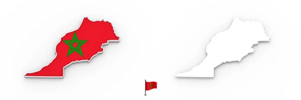 High Detailed White Silhouette Morocco Map National Flag — Stock Photo, Image