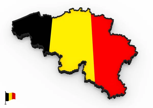 Μοντέλο Του Βελγίου Που Γεμίζουν Την Εθνική Σημαία Λευκό Φόντο — Φωτογραφία Αρχείου