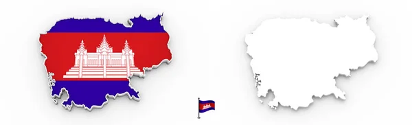 Wysoka Sylwetka Szczegółowe Mapy Kambodża Flaga Narodowa — Zdjęcie stockowe